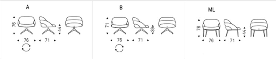 Design armchair dimensions Camilla Lounge