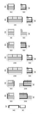 Módulos y Dimensiones del Salón de Jardín Elisa